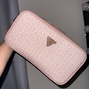 Guess Light Pink Monogram Cosmetic Bag
